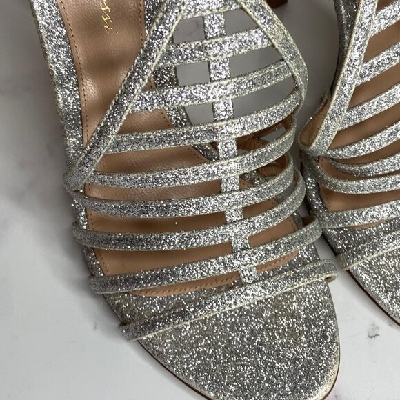 Gianvito Rossi VEGA Bright Silver Glitter Caged High Heel Sandals 100mm - Picture 5 of 13